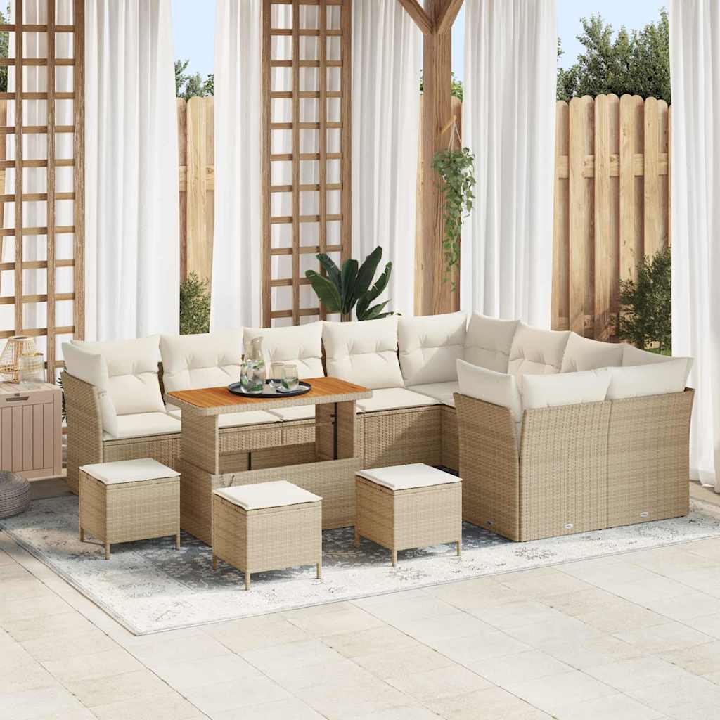Tuin Sofa Set 13 st 9-Aantal zitplaatsen Beige en Crème