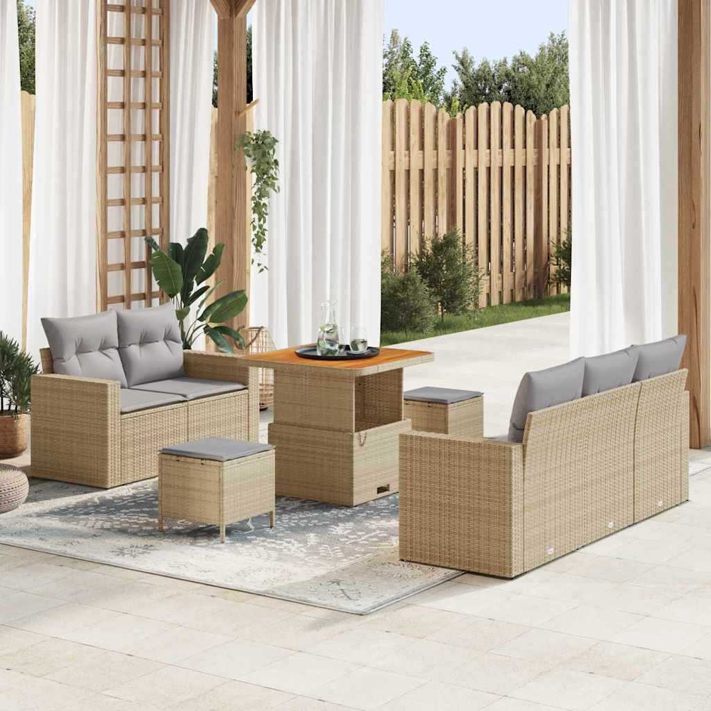 Tuin Sofa Set met kussen met opslag 8 pcs beige en lichtgrijs – afbeelding 1