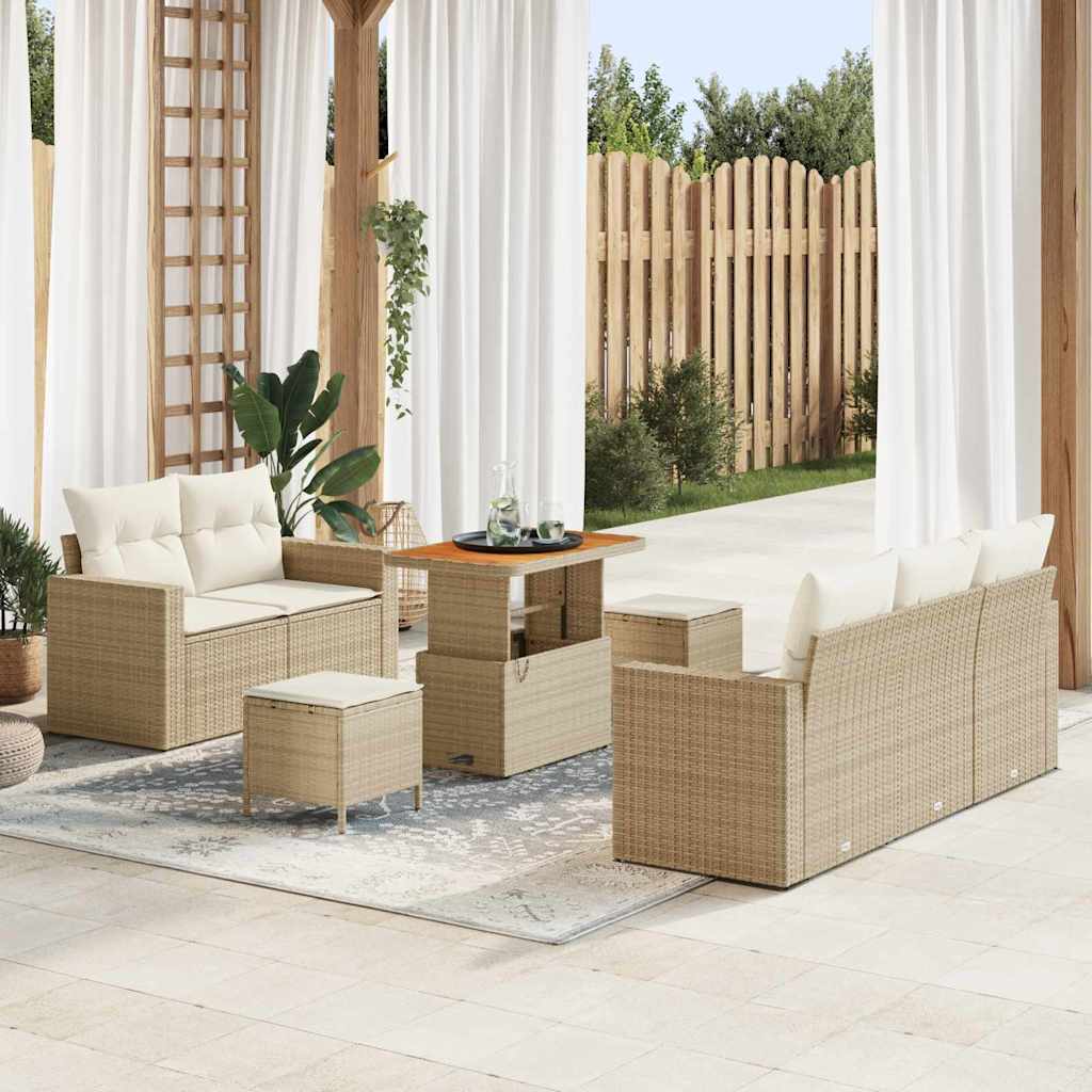 Tuin Sofa Set 8 st 5-Aantal zitplaatsen Beige en Crème – afbeelding 1