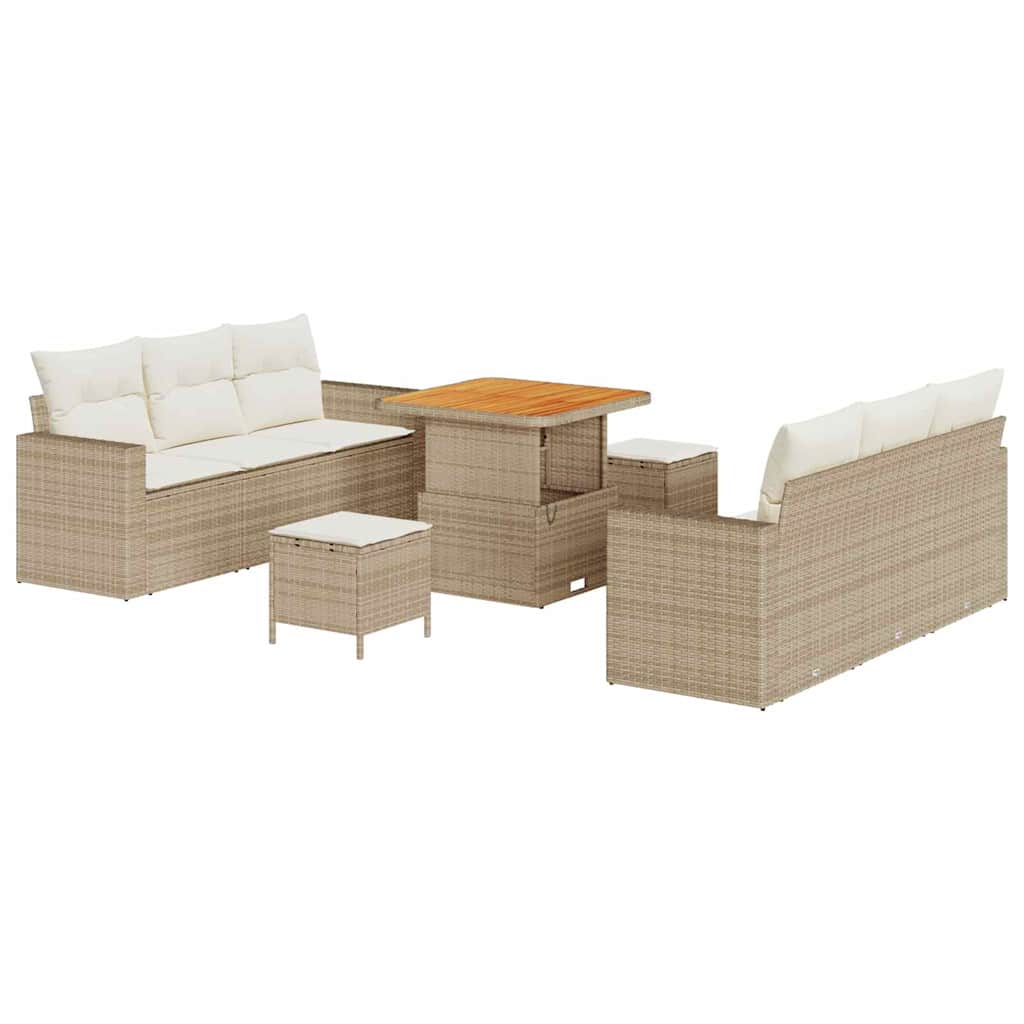 Tuin Sofa Set 9 st 6-Aantal zitplaatsen Beige en Crème – afbeelding 2