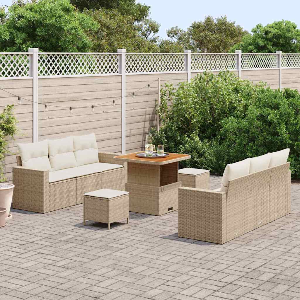 Tuin Sofa Set 9 st 6-Aantal zitplaatsen Beige en Crème – afbeelding 3