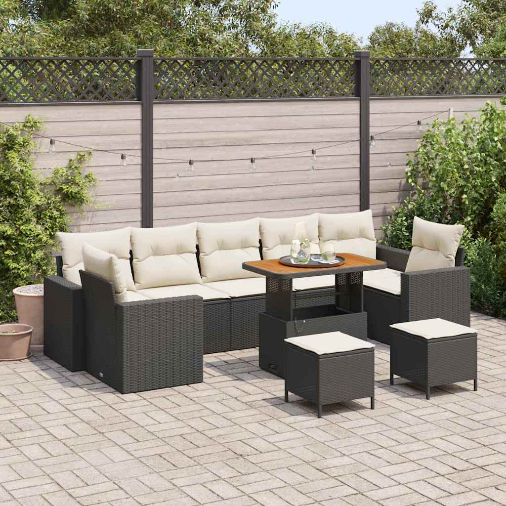 Tuinbankenset met kussen 13 pcs Beige en Crème poly rattan – afbeelding 1