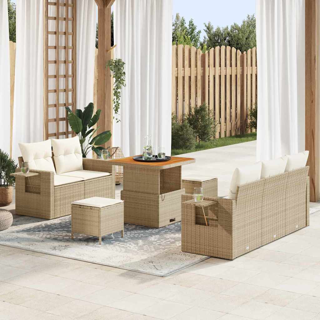 Tuinbankenset 10 st Beige en Crème poly rattan