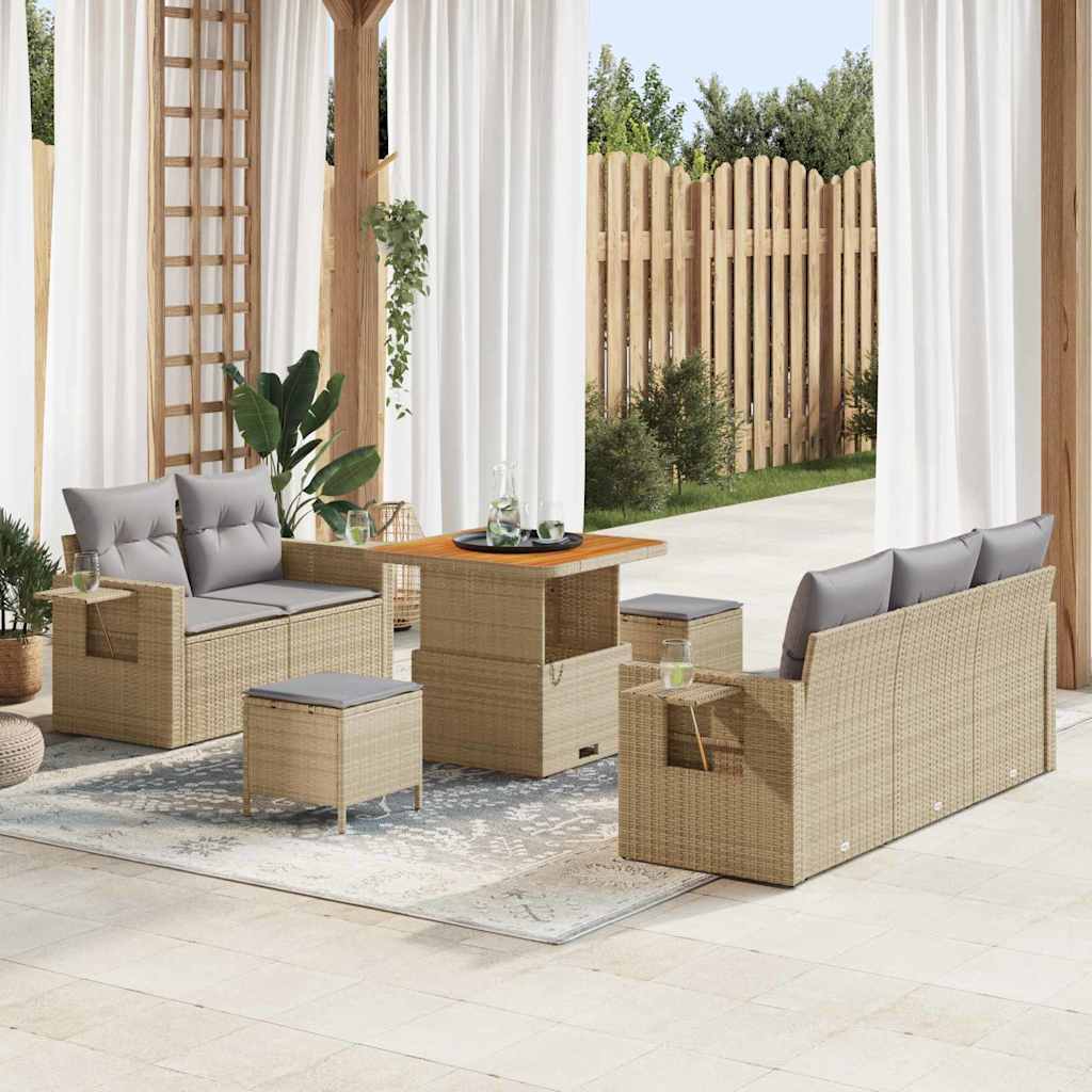 Tuinbankenset 10 pcs Beige en Licht Grijs poly rattan – afbeelding 1