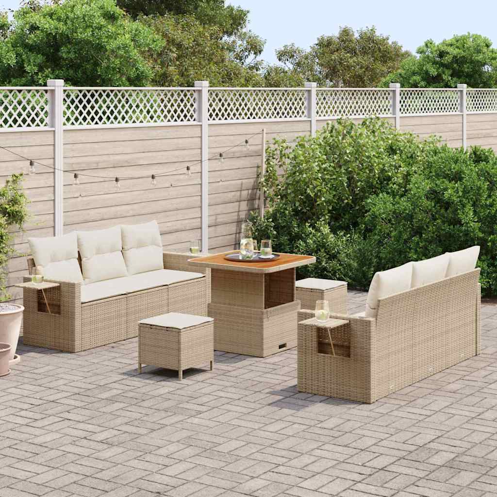 Tuin Sofa Set 9 st 6-Aantal zitplaatsen Beige en Crème – afbeelding 3
