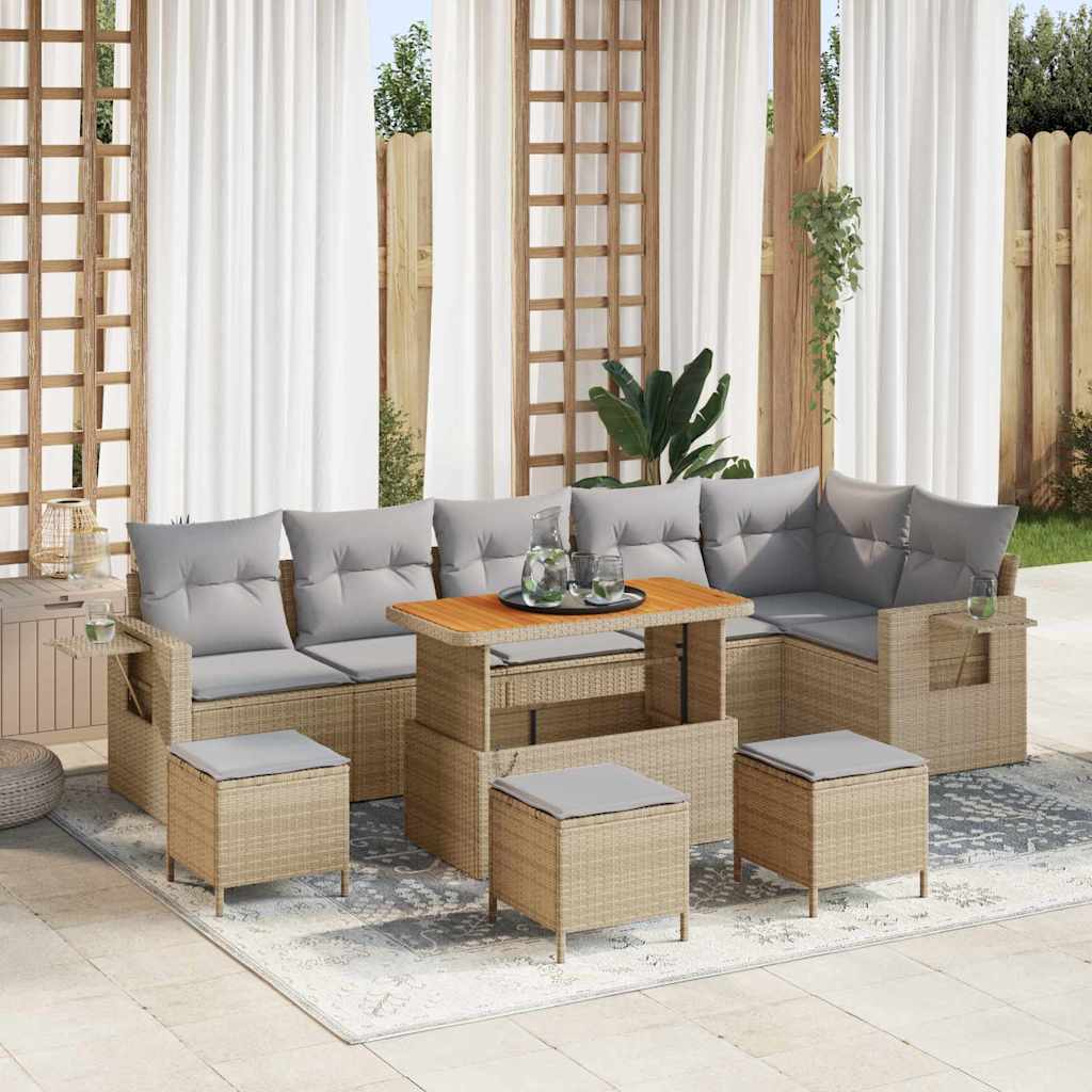 Tuinbankenset 12 pcs Beige en Licht Grijs poly rattan
