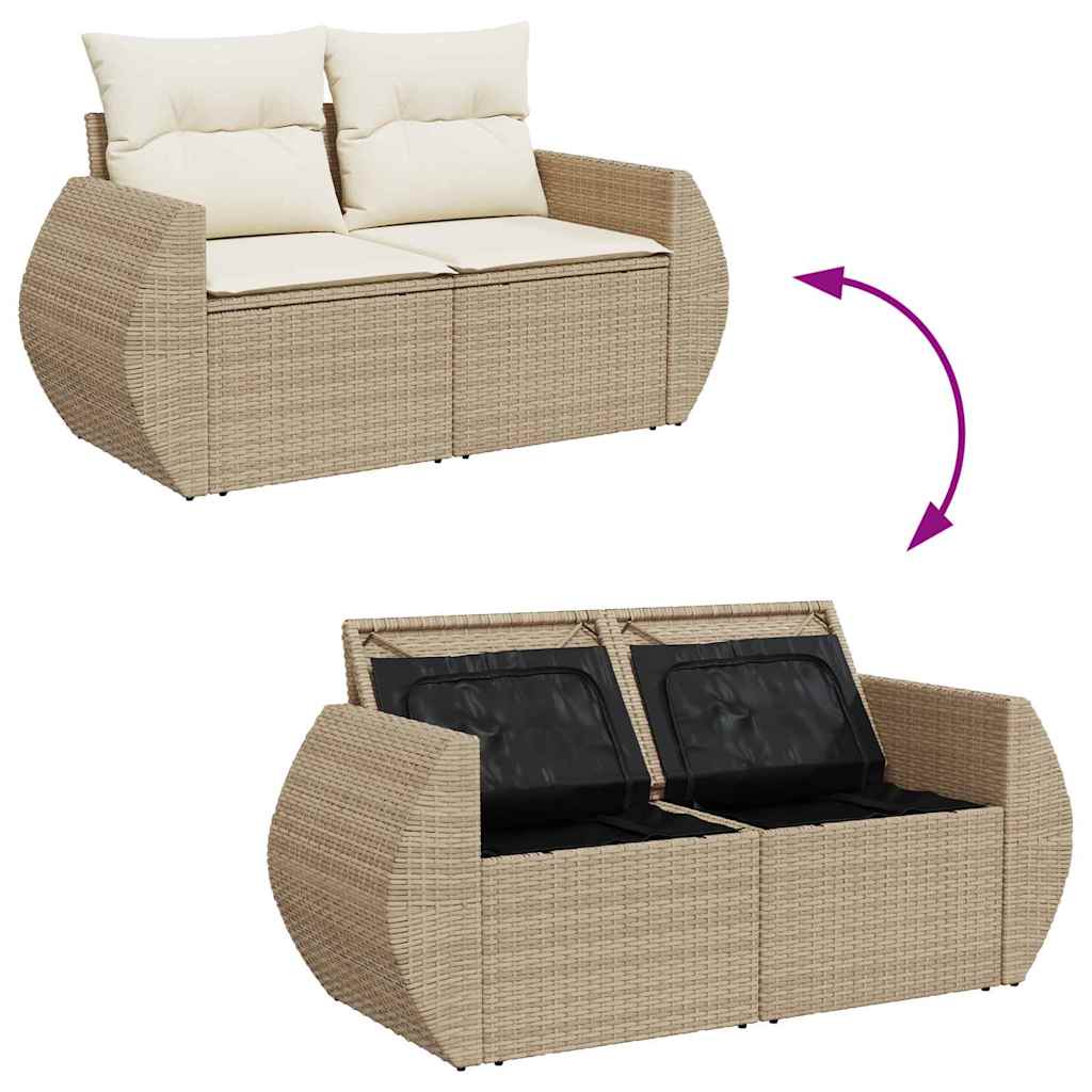 Tuin Sofa Set 9 st 6-Aantal zitplaatsen Beige en Crème – afbeelding 11