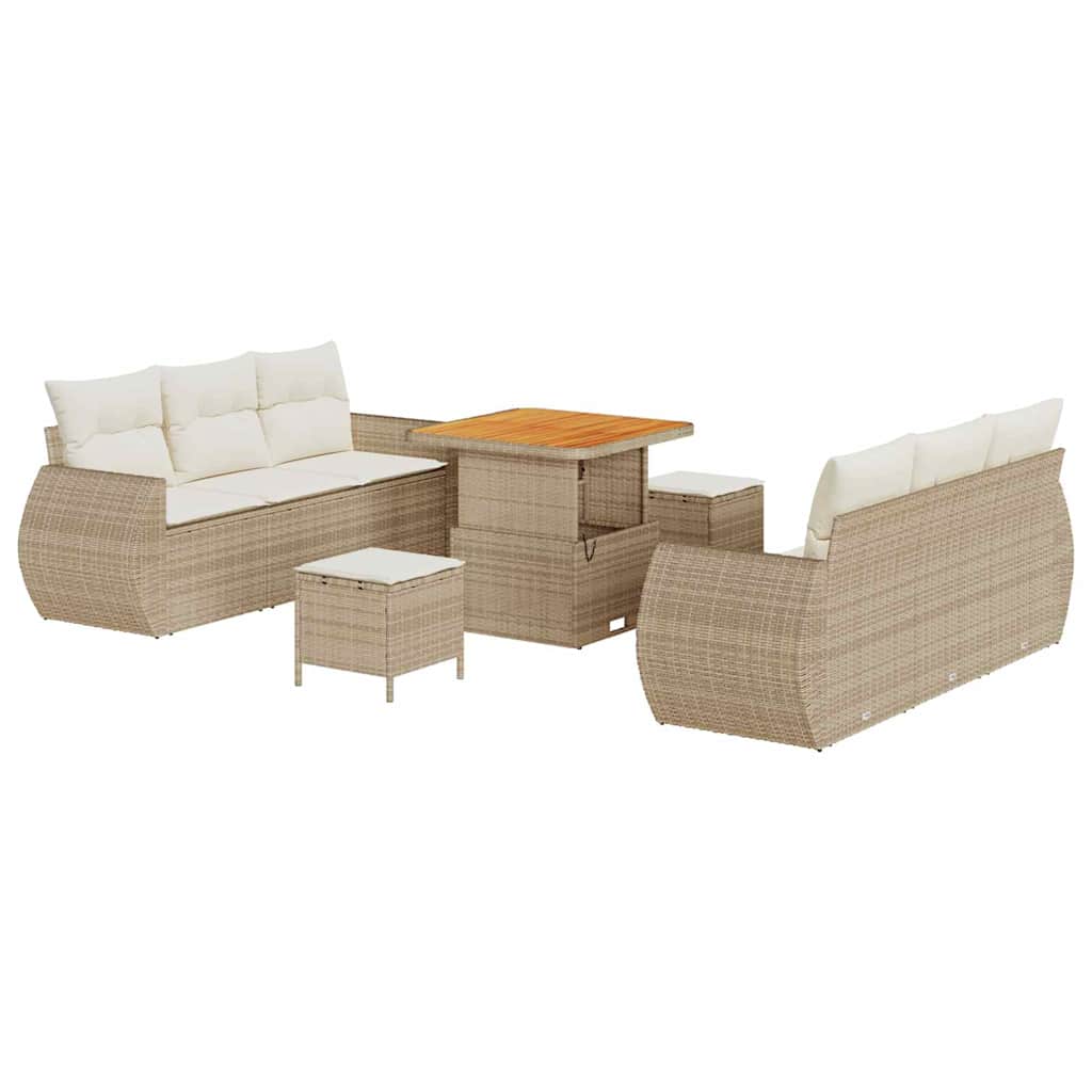 Tuin Sofa Set 9 st 6-Aantal zitplaatsen Beige en Crème – afbeelding 2