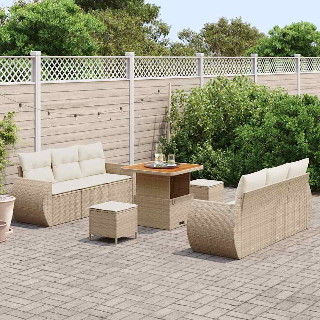Tuin Sofa Set 9 st 6-Aantal zitplaatsen Beige en Crème – afbeelding 3