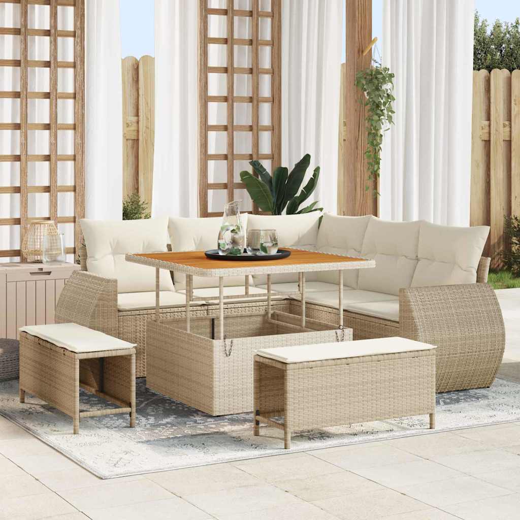 Tuin Sofa Set 8 st 7-Aantal zitplaatsen Beige en Crème