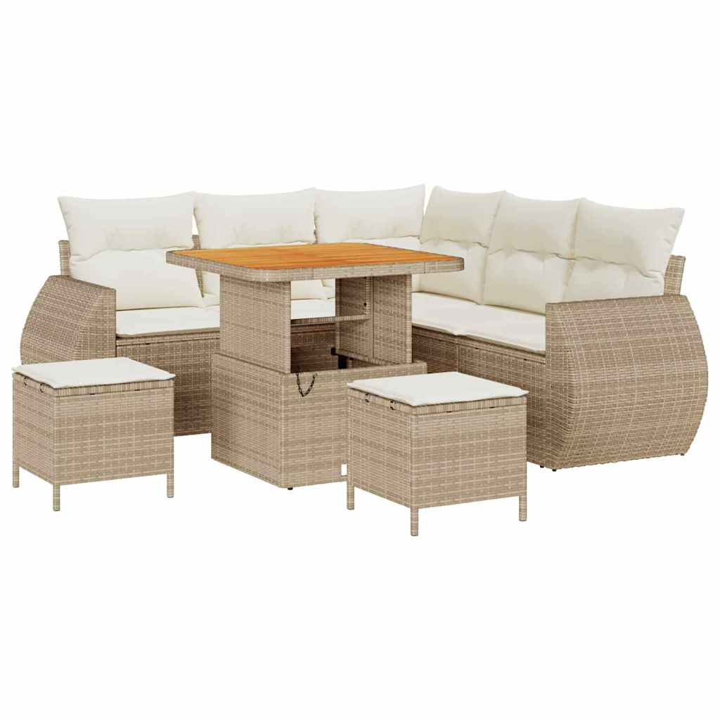 Tuin Sofa Set 8 st 7-Aantal zitplaatsen Beige en Crème – afbeelding 2