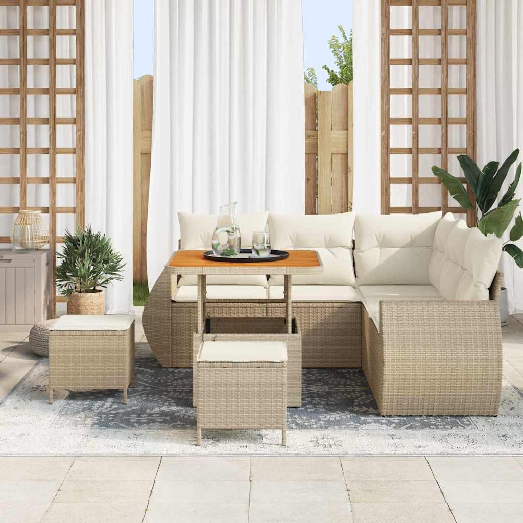Tuin Sofa Set 8 st 7-Aantal zitplaatsen Beige en Crème – afbeelding 3