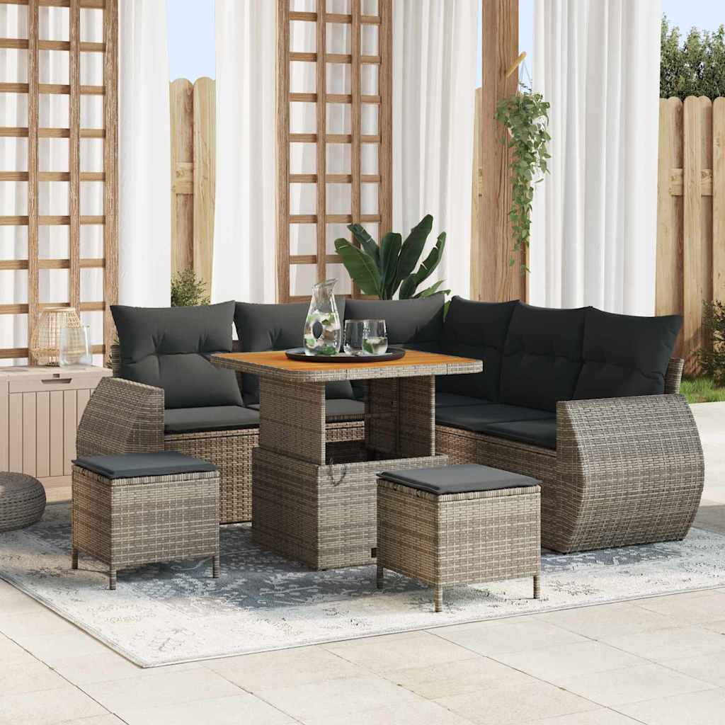 Tuin Sofa Set met kussen met opslag 8 pcs Grijs poly rattan