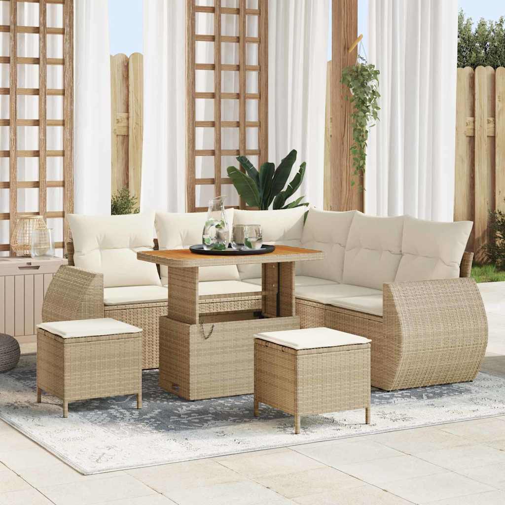 Tuin Sofa Set 8 st 7-Aantal zitplaatsen Beige en Crème