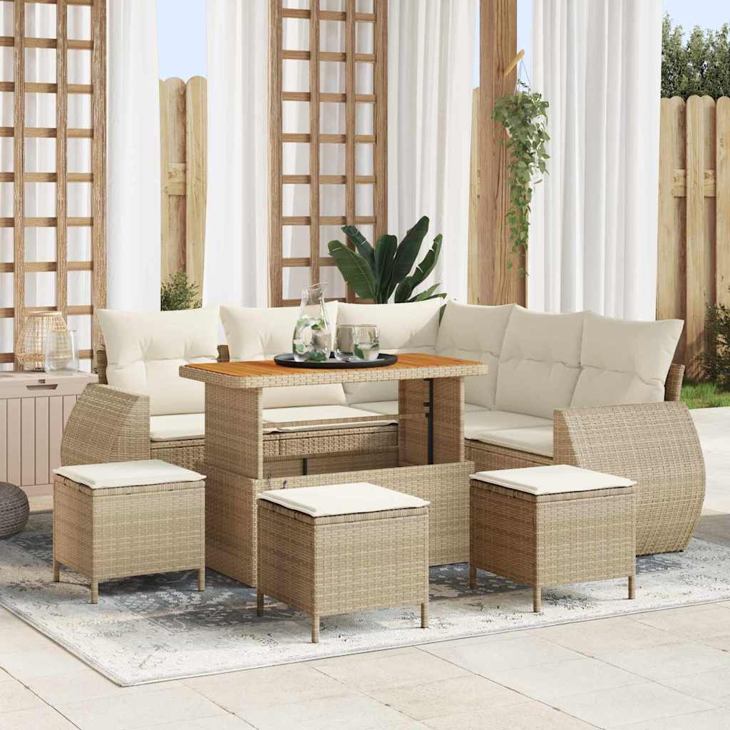 Tuin Sofa Set 9 st 8-Aantal zitplaatsen Beige en Crème