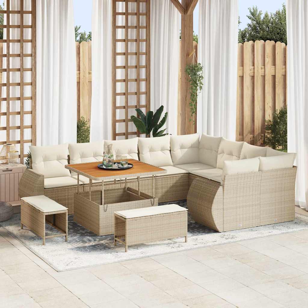 Tuin Sofa Set 12 st 12-Aantal zitplaatsen Beige en Crème