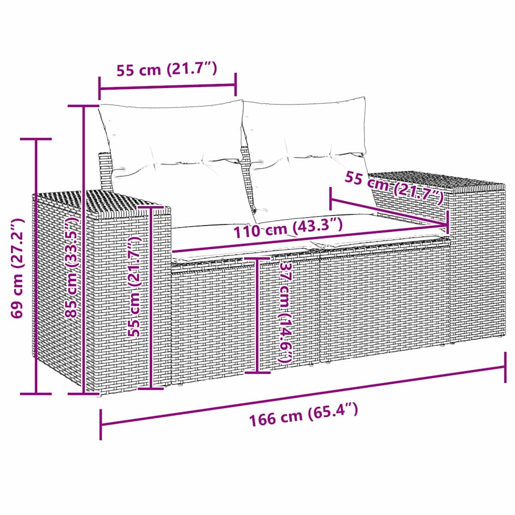 Tuin Sofa Set 8 st 8-Aantal zitplaatsen Beige en Crème – afbeelding 12