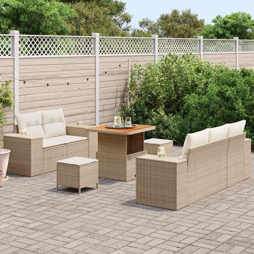 Tuin Sofa Set 8 st 8-Aantal zitplaatsen Beige en Crème – afbeelding 3