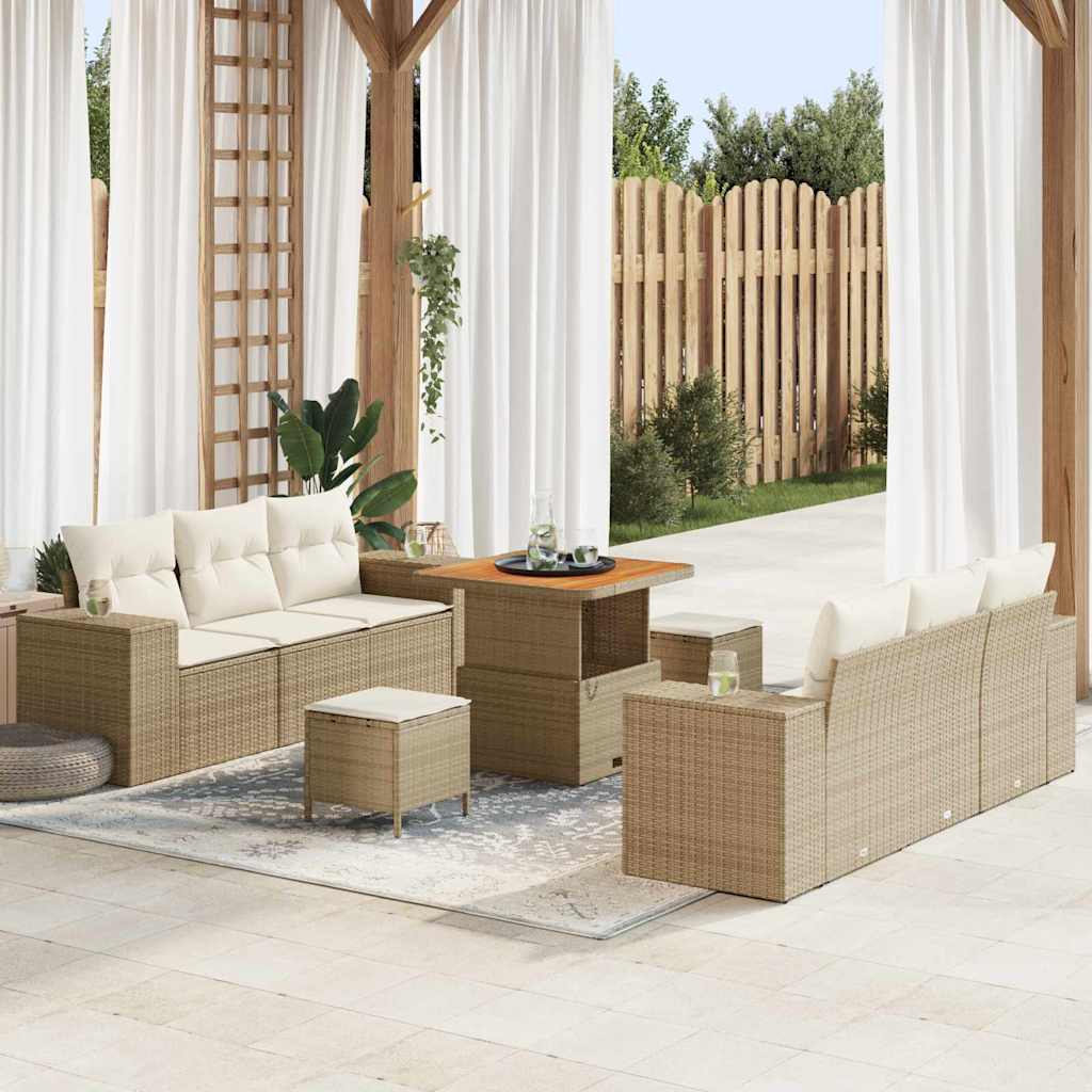 Tuin Sofa Set Beige en Crème 221 x 204 x 85 cm Poly Rattan