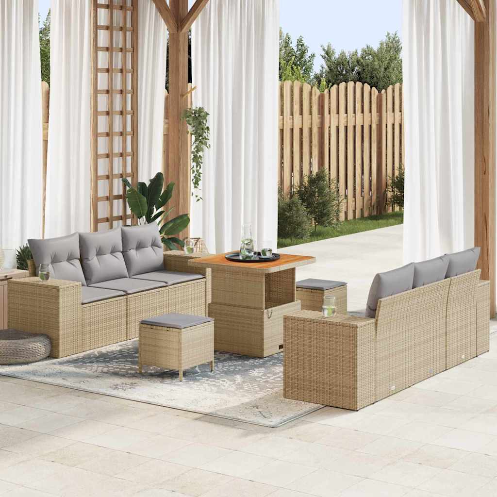 Tuin Sofa Set met kussen Beige en Licht Grijs 221 x 204 x 85 cm – afbeelding 1