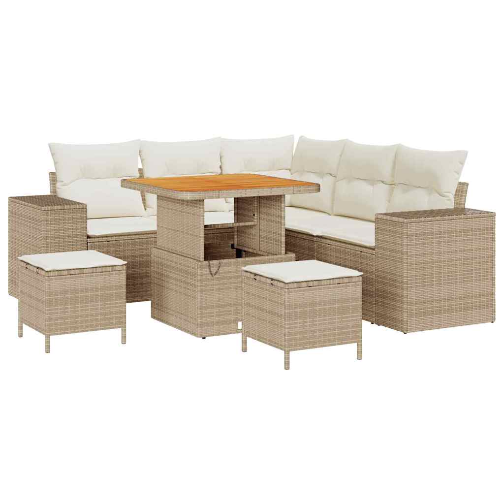 Tuin Sofa Set 8 st 7-Aantal zitplaatsen Beige en Crème – afbeelding 2