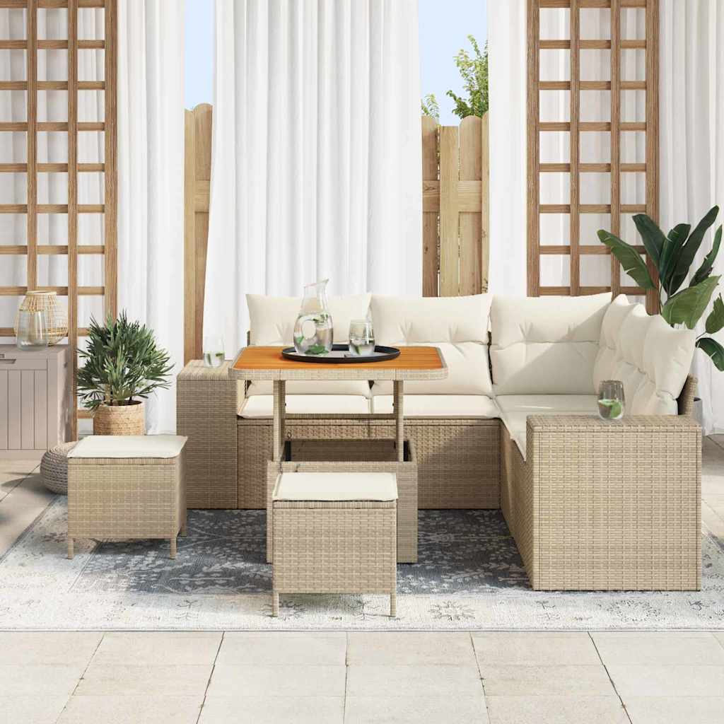 Tuin Sofa Set 8 st 7-Aantal zitplaatsen Beige en Crème – afbeelding 3