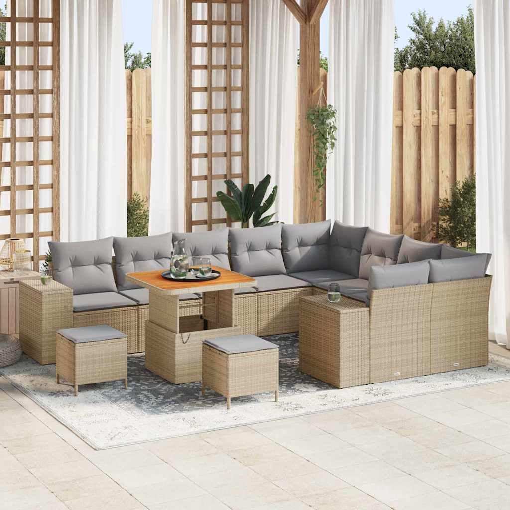 Tuin Sofa Set 12 st 9-Aantal zitplaatsen Beige en Licht Grijs