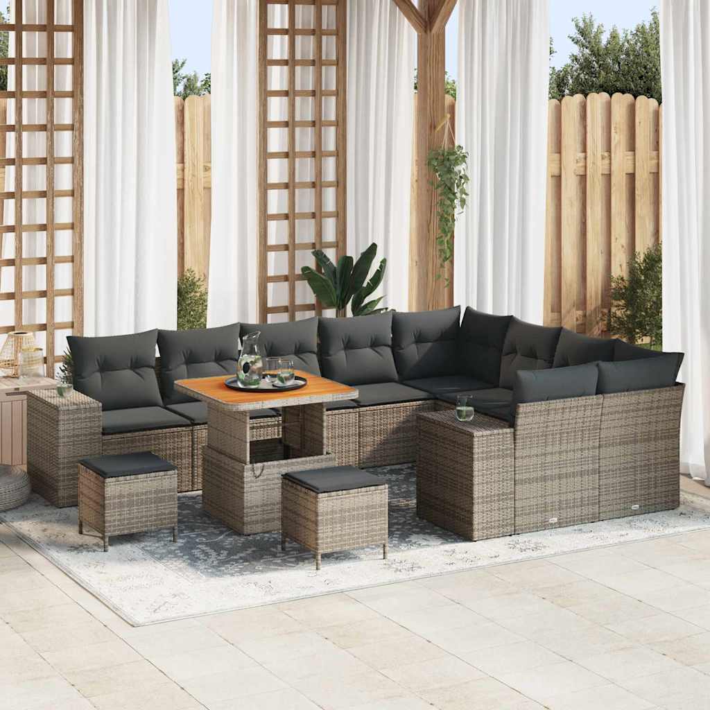 Tuin Sofa Set met kussen met opslag met kussen 12 pcs Grijs