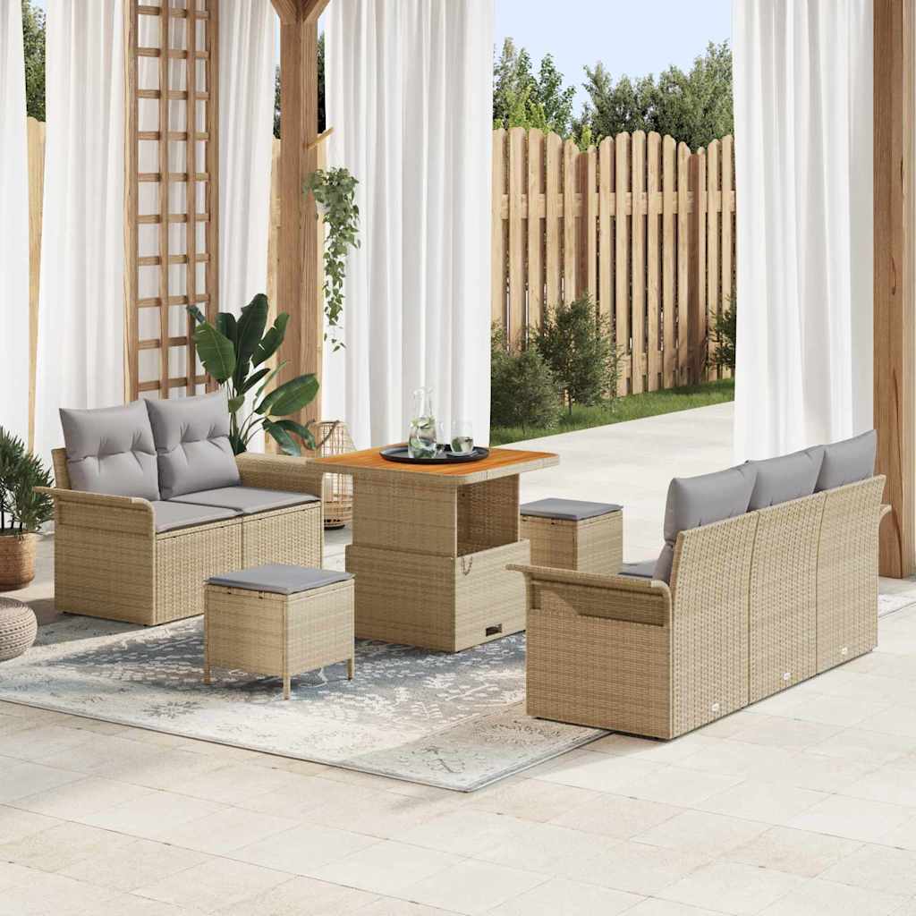 Tuin Sofa Set met kussen met opslag 8 pcs Beige en Licht Grijs – afbeelding 1