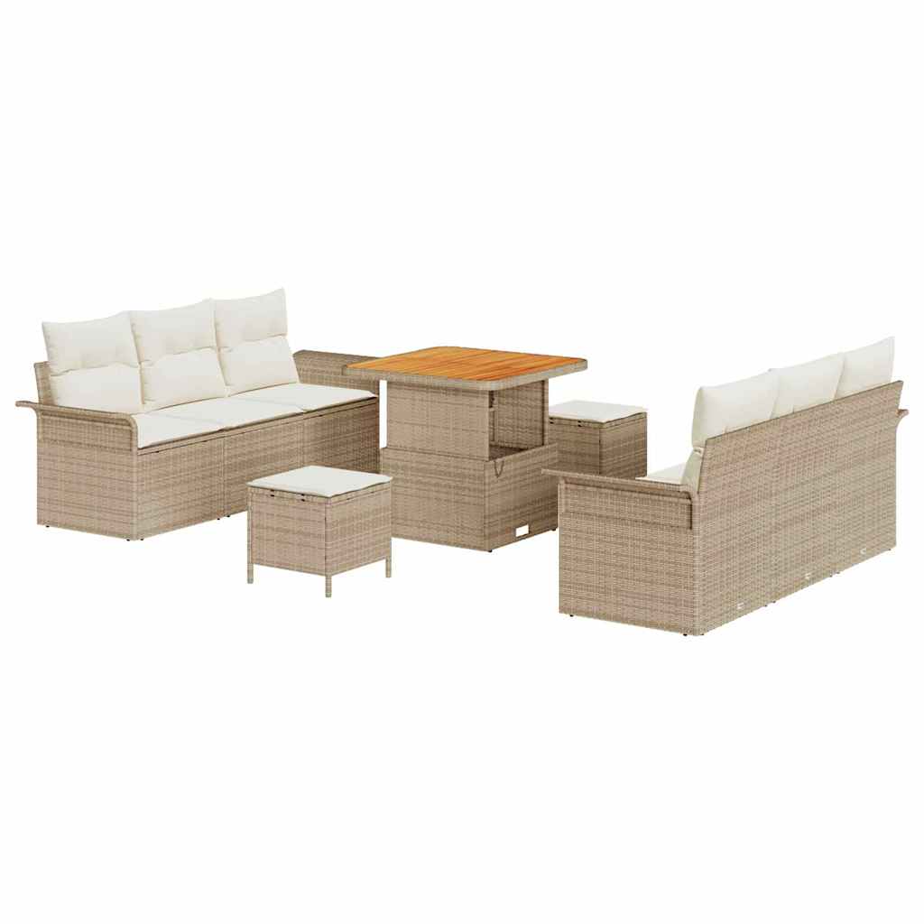 Tuin Sofa Set 9 st 8-Aantal zitplaatsen Beige en Crème – afbeelding 2