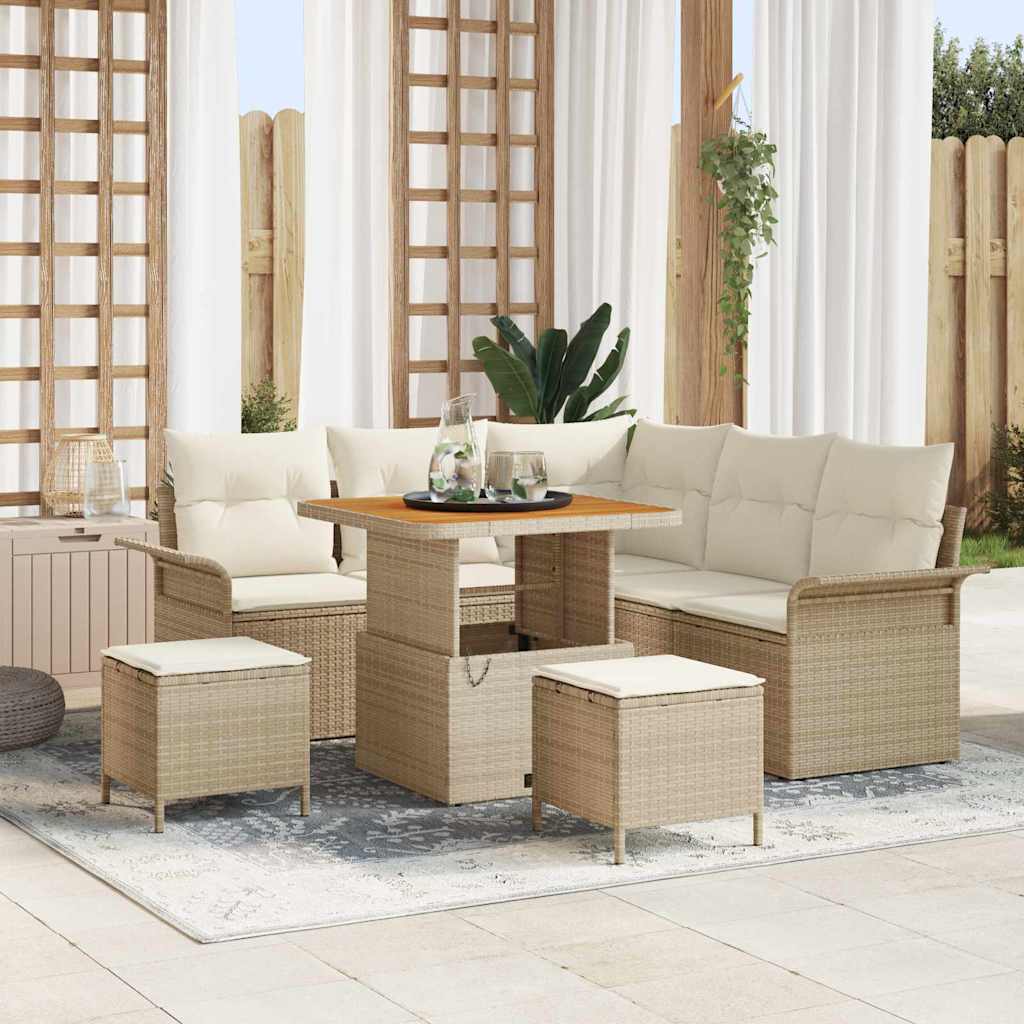 Tuin Sofa Set 8 st 7-Aantal zitplaatsen Beige en Crème