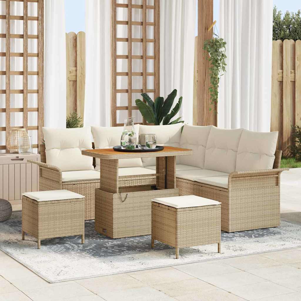 Tuin Sofa Set 8 st 7-Aantal zitplaatsen Beige en Crème