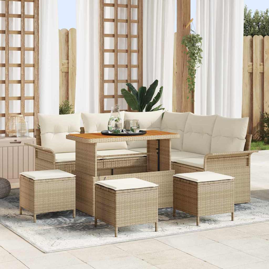 Tuin Sofa Set 9 st 8-Aantal zitplaatsen Beige en Crème
