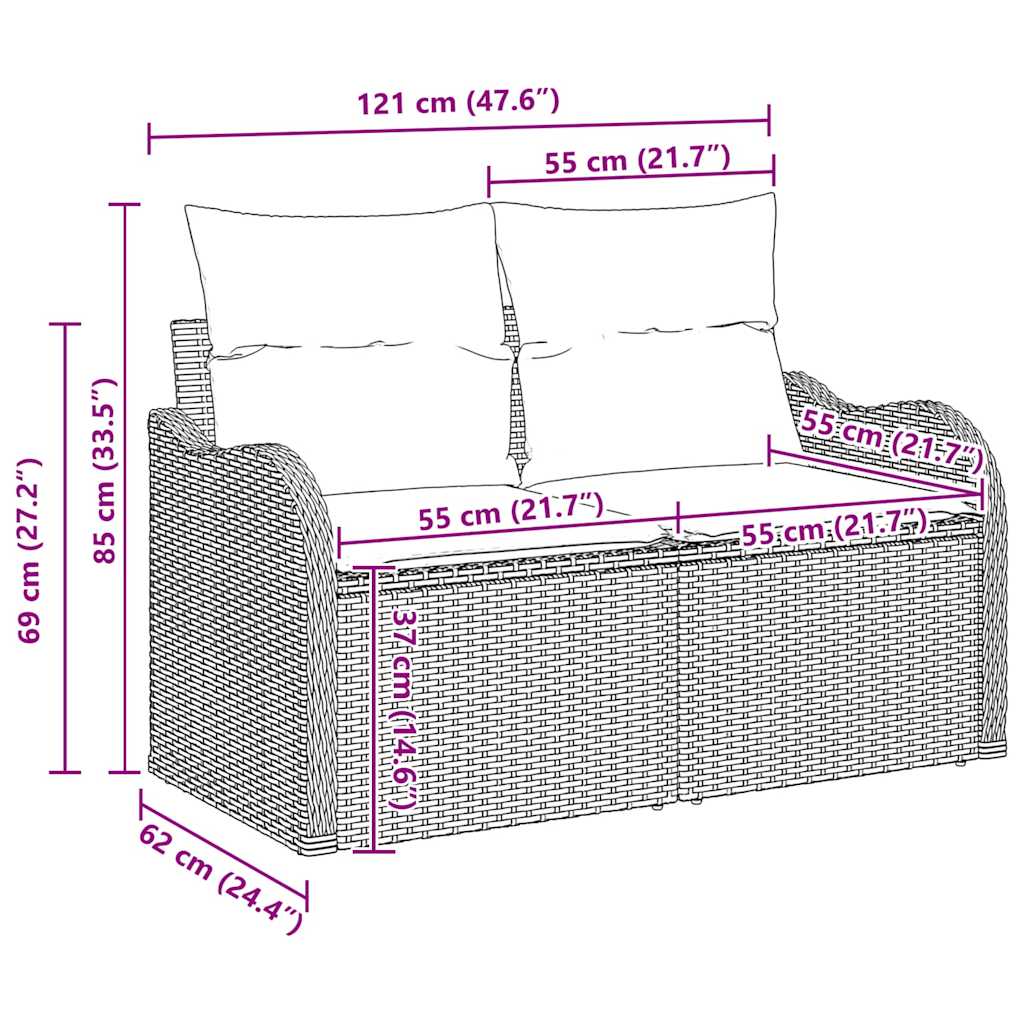 Tuin Sofa Set 9 st 8-Aantal zitplaatsen Beige en Crème – afbeelding 12