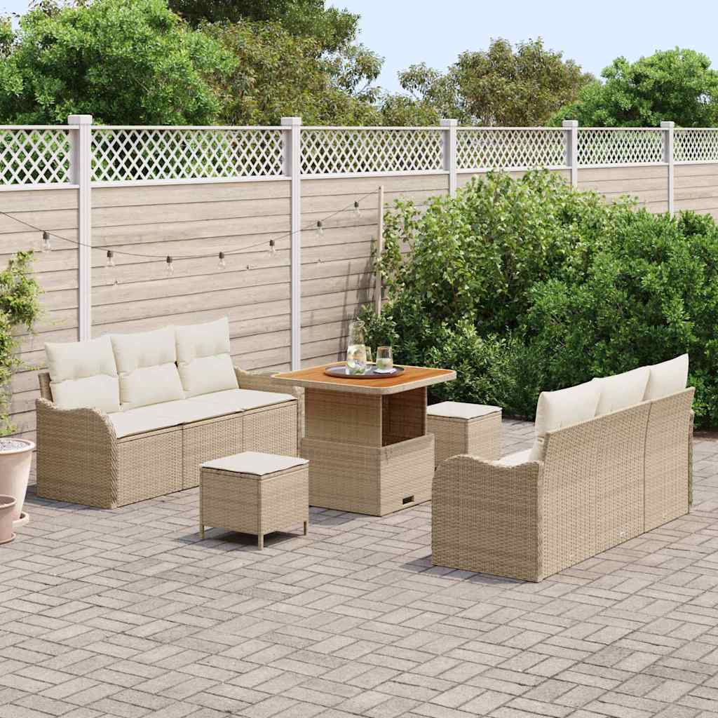 Tuin Sofa Set 9 st 8-Aantal zitplaatsen Beige en Crème – afbeelding 3