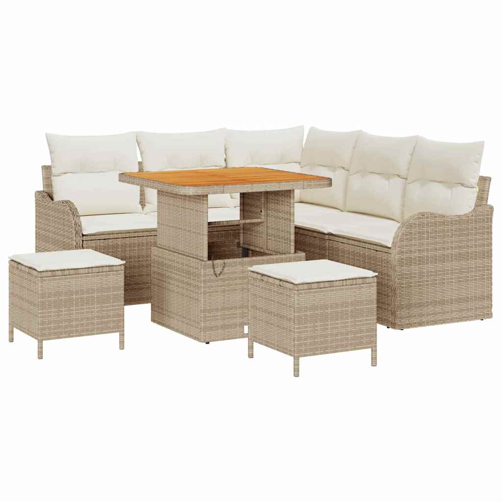 Tuin Sofa Set 8 st 7-Aantal zitplaatsen Beige en Crème – afbeelding 2