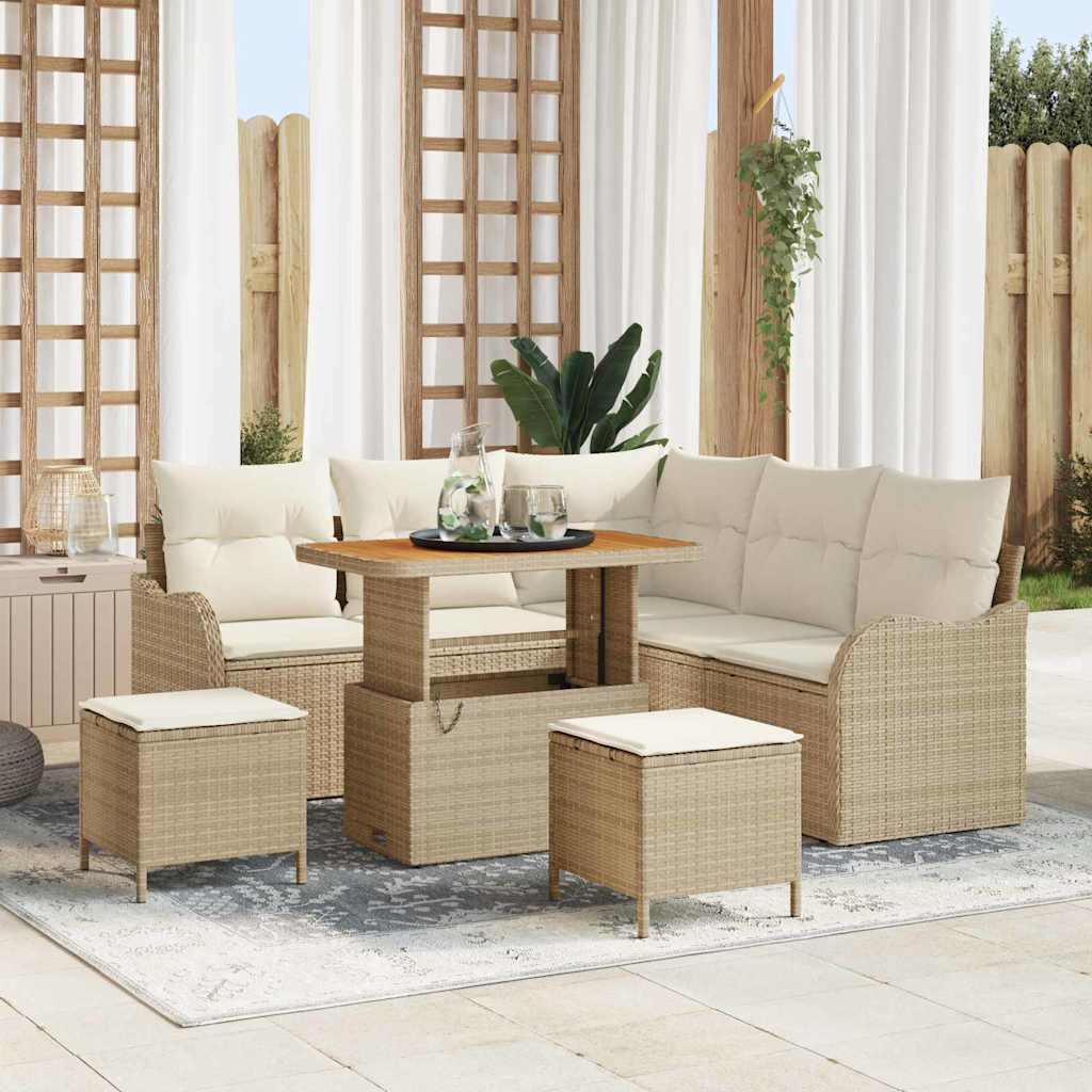 Tuin Sofa Set 8 st 7-Aantal zitplaatsen Beige en Crème
