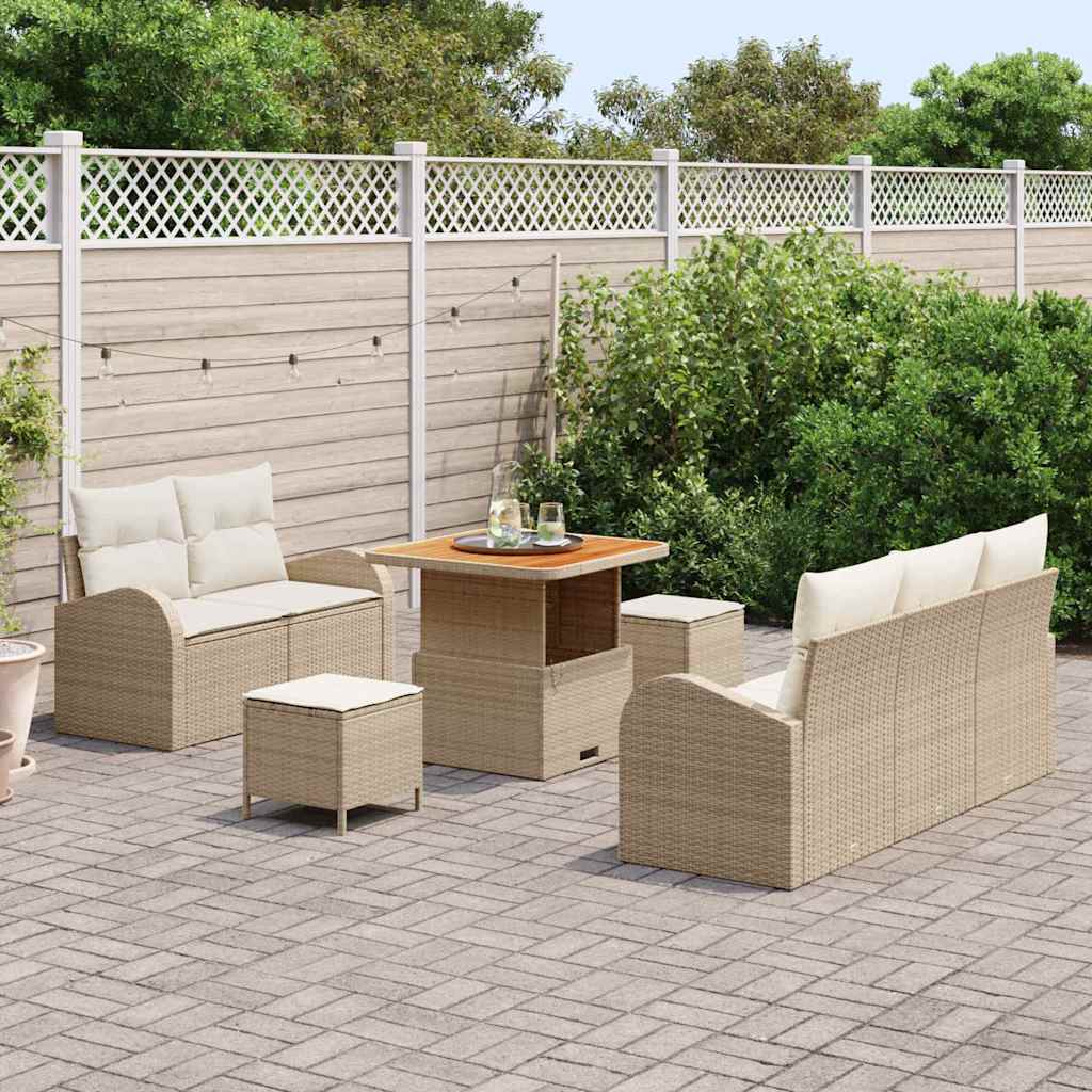 Tuin Sofa Set 8 st 7-Aantal zitplaatsen Beige en Crème – afbeelding 3