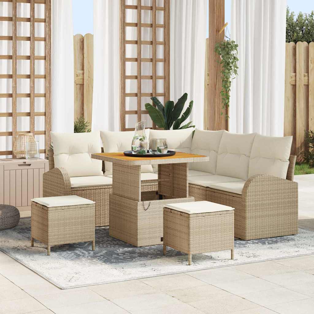 Tuin Sofa Set 8 st 7-Aantal zitplaatsen Beige en Crème