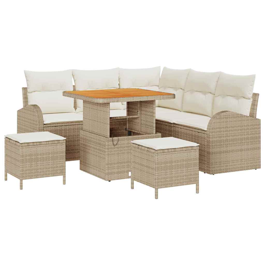 Tuin Sofa Set 8 st 7-Aantal zitplaatsen Beige en Crème – afbeelding 2