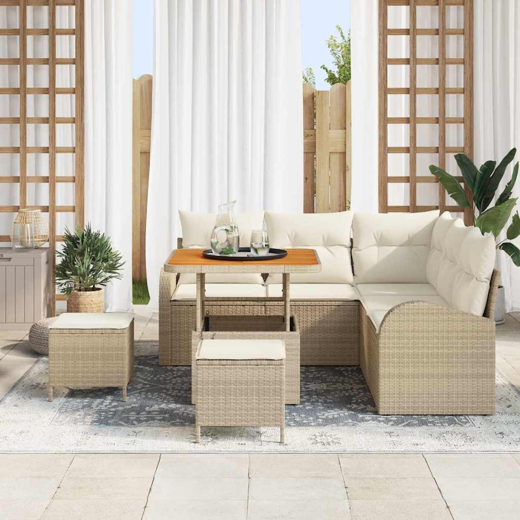 Tuin Sofa Set 8 st 7-Aantal zitplaatsen Beige en Crème – afbeelding 3