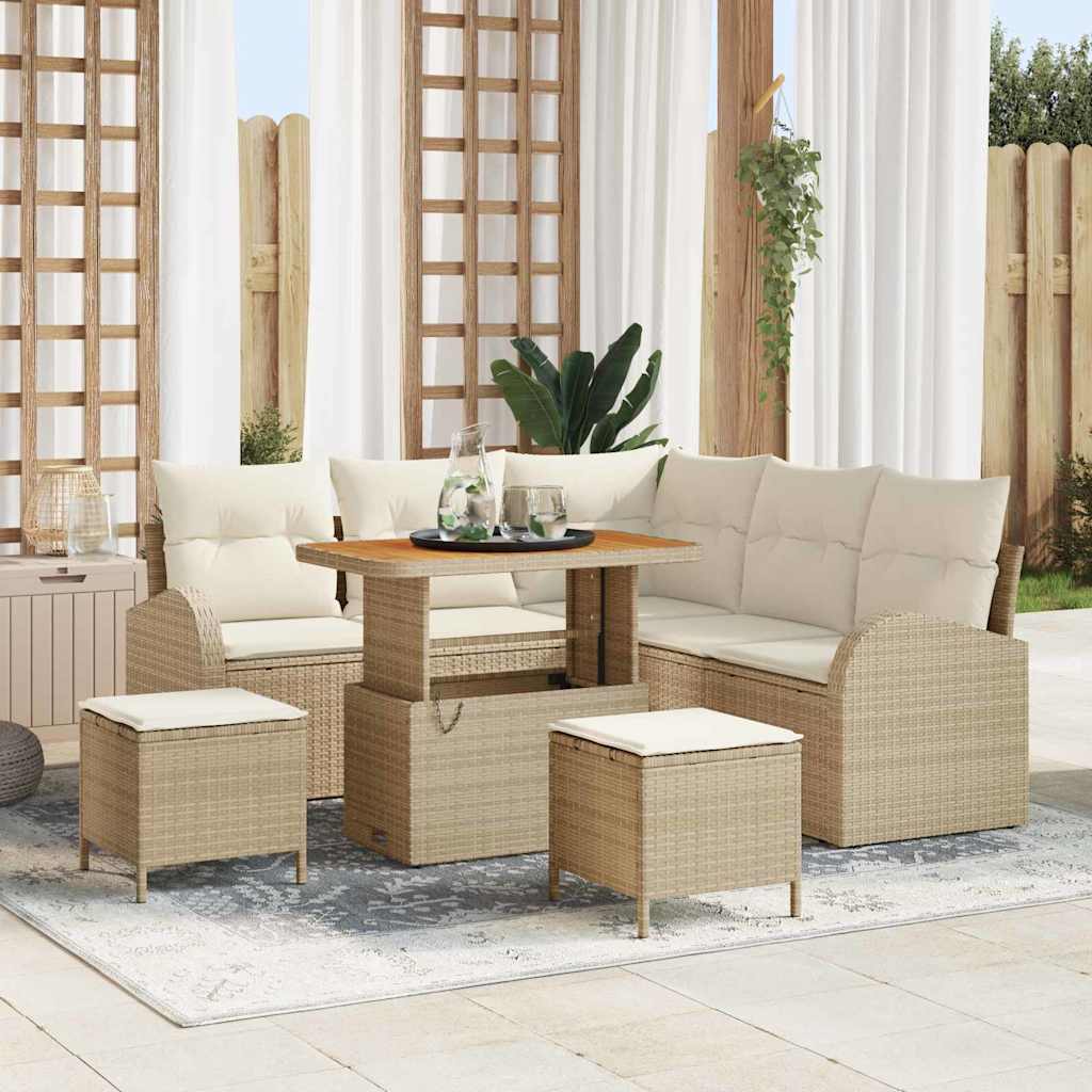 Tuin Sofa Set 8 st 7-Aantal zitplaatsen Beige en Crème