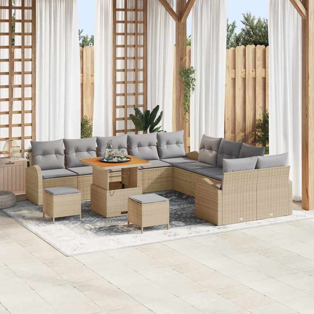 Tuin Sofa Set met kussen met opslag 13 pcs Beige en Licht Grijs – afbeelding 1