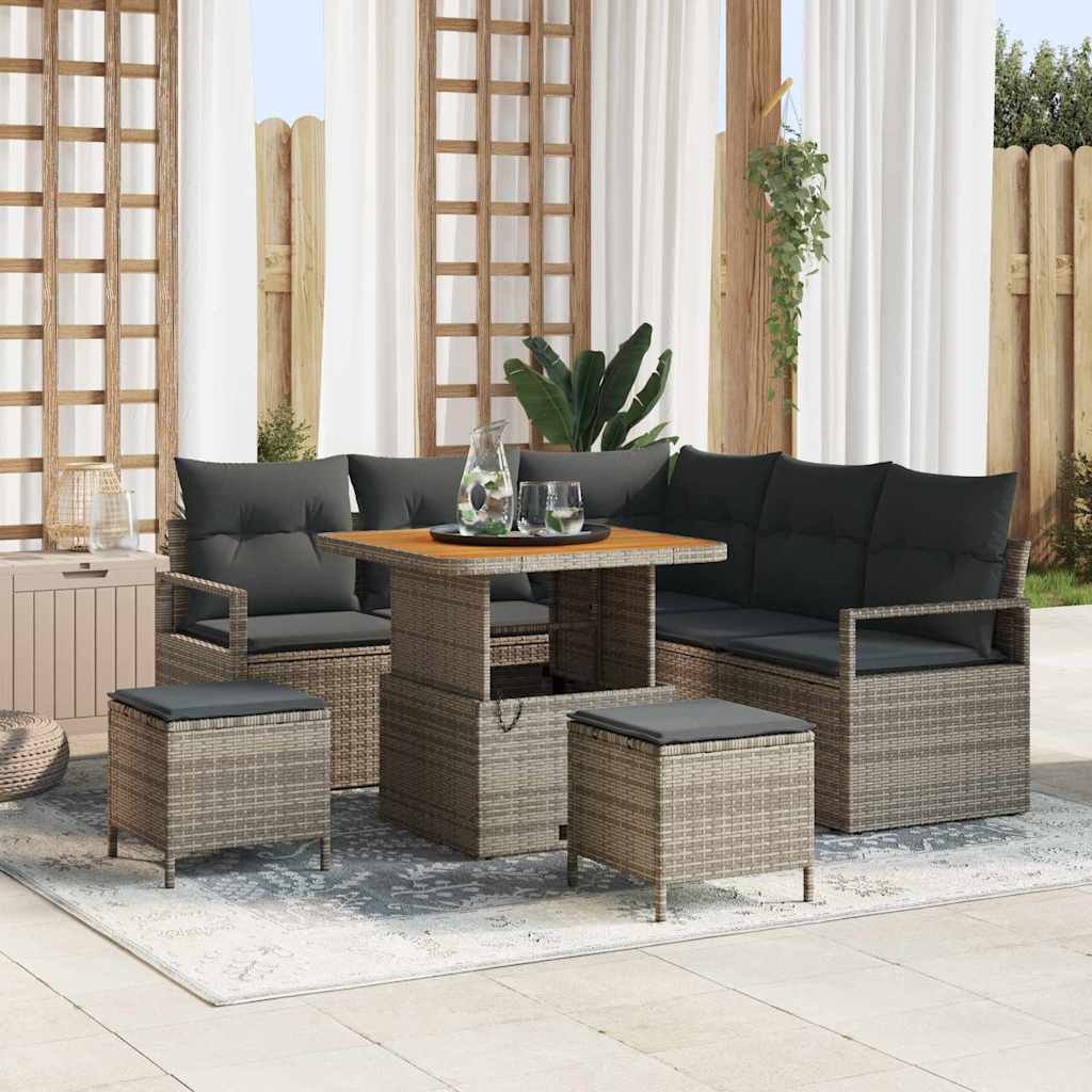 Tuin Sofa Set met kussen met opslag 8 pcs Grijs