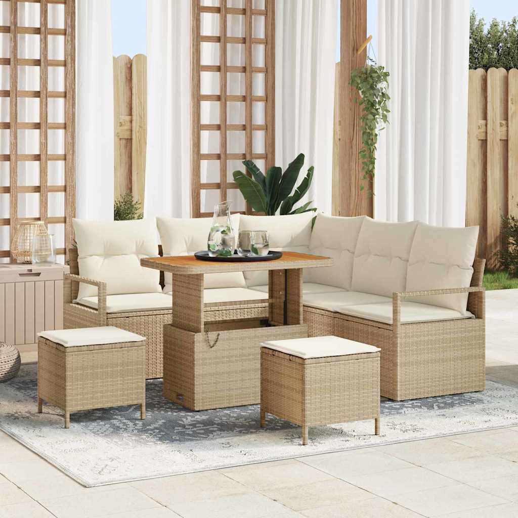 Tuin Sofa Set 8 st 7-Aantal zitplaatsen Beige en Crème