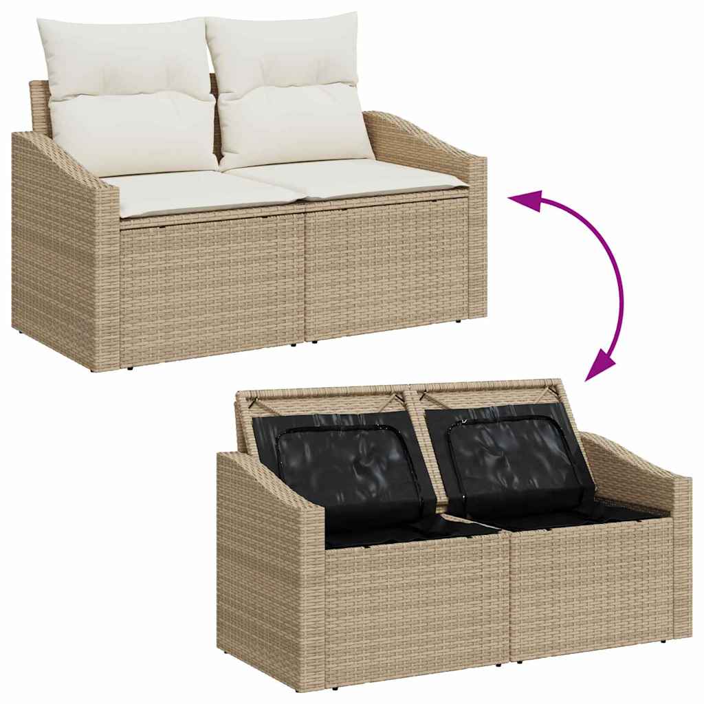 Tuinbankenset 8 st 7-Aantal zitplaatsen Beige Poly riet – afbeelding 4