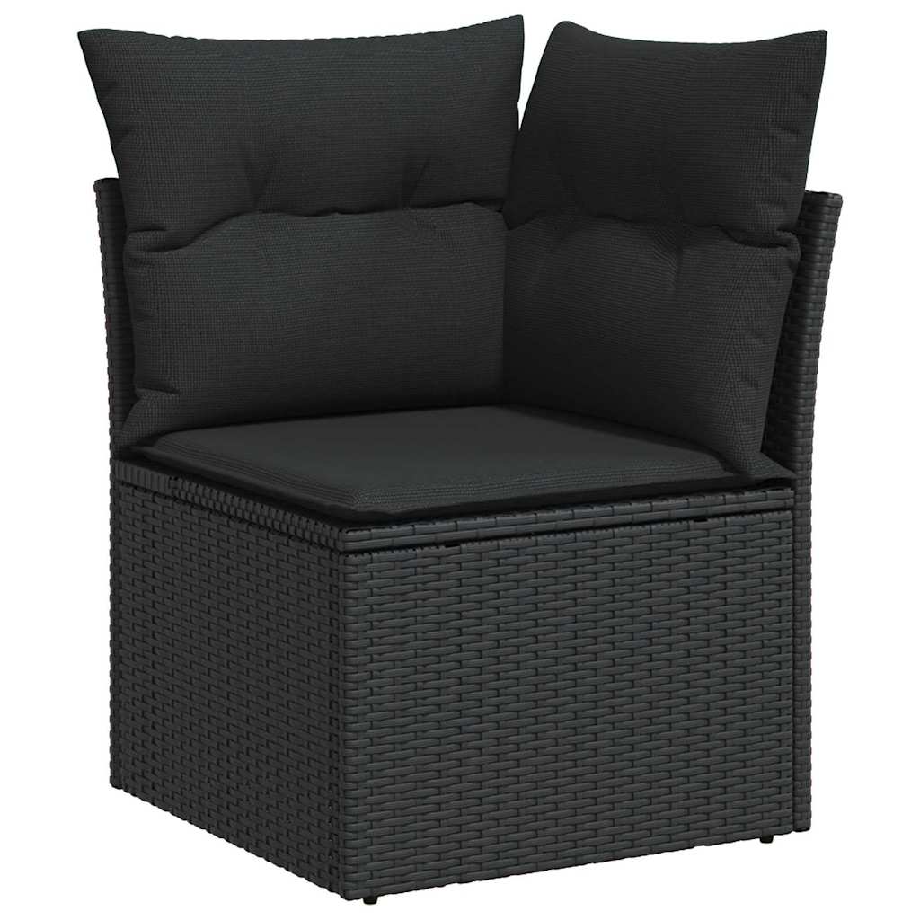 Tuinbankenset met kussen met opslag 9 pcs Zwart Poly riet – afbeelding 1
