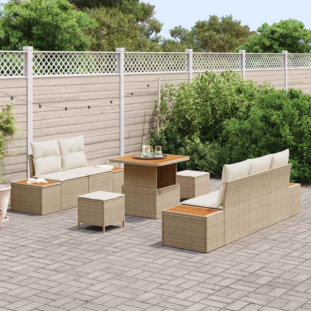 Tuin Sofa Set 8 st 7-Aantal zitplaatsen Beige en Crème – afbeelding 3