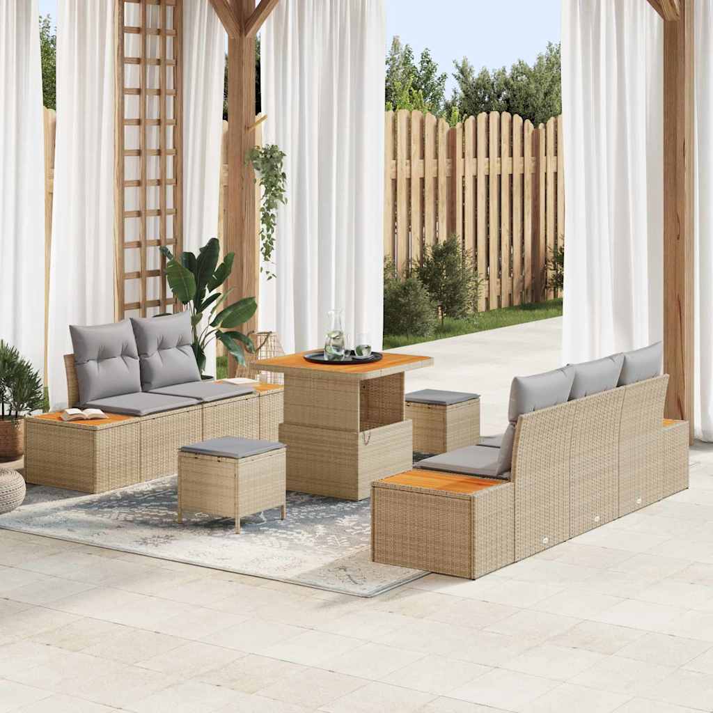 Tuin Sofa Set met kussen met opslag 8 pcs Beige en Licht Grijs – afbeelding 1