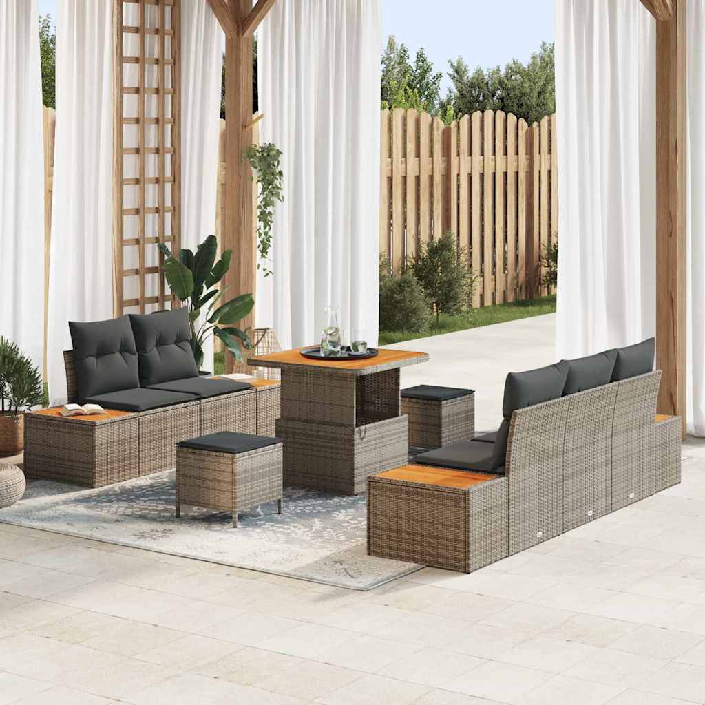 Tuin Sofa Set met kussen 8 pcs Licht Grijs en Donker Grijs – afbeelding 1